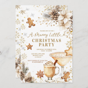 White and Gold Holiday Cocktail Party Invitation