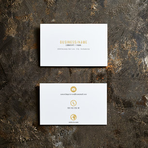 White and gold icons business card. business card