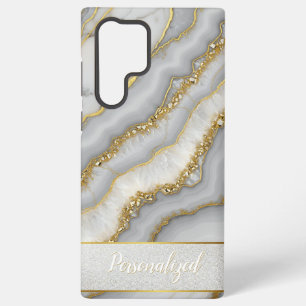 White and Gold Liquid Moonstone Personalized Samsung Galaxy Case