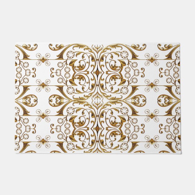 White and Gold Luxury Door Mat (Front)