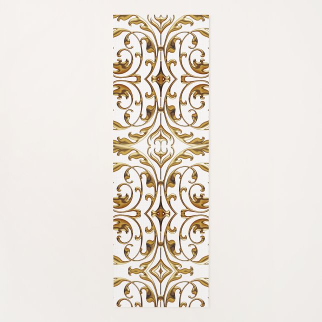 White and Gold Luxury Yoga Mat (Front)