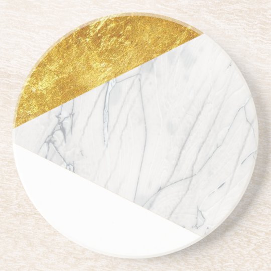 White and Gold Marble Coaster Zazzle.co.uk