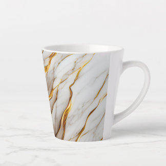 White and Gold Marble Design Stone Print Latte Mug
