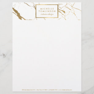 White and Gold Marble Designer Letterhead
