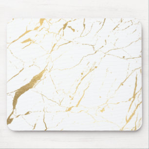 White and Gold Marble Designer Mouse Mat