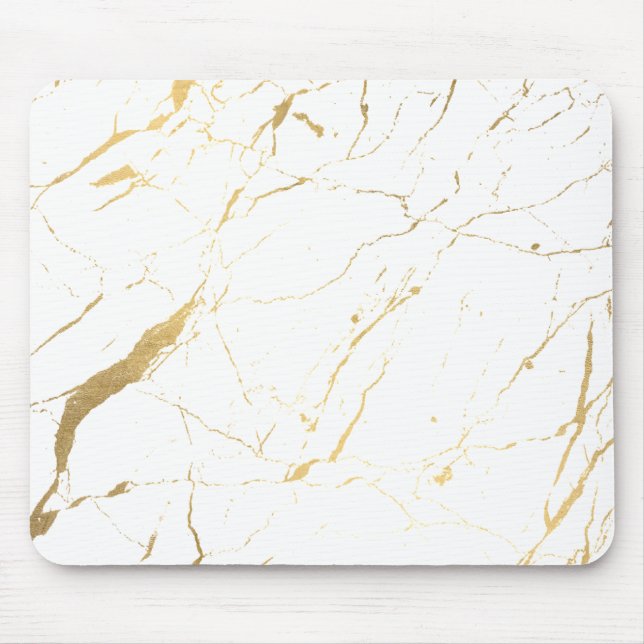 White and Gold Marble Designer Mouse Mat (Front)