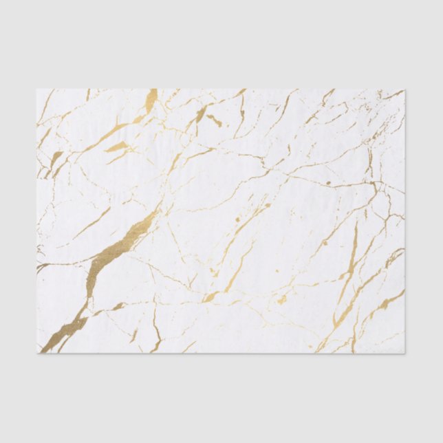 White and Gold Marble Designer Tissue Paper (Front)