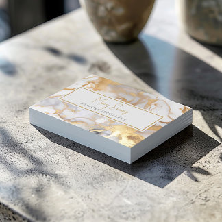 White and gold marble effect business card