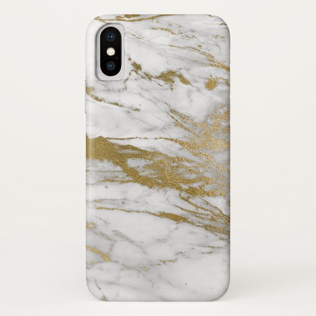 White and Gold Marble Elegant Modern Print Case-Mate iPhone Case (Back)