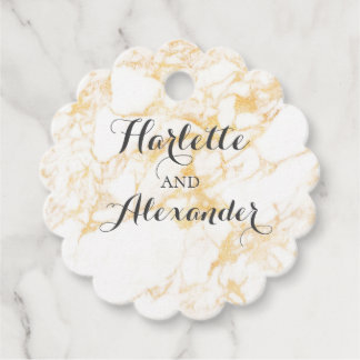 White and Gold Marble Favour Tags