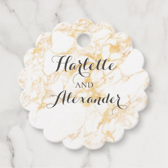 White and Gold Marble Favour Tags (Front)