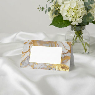 White and gold marble frame guest name place card