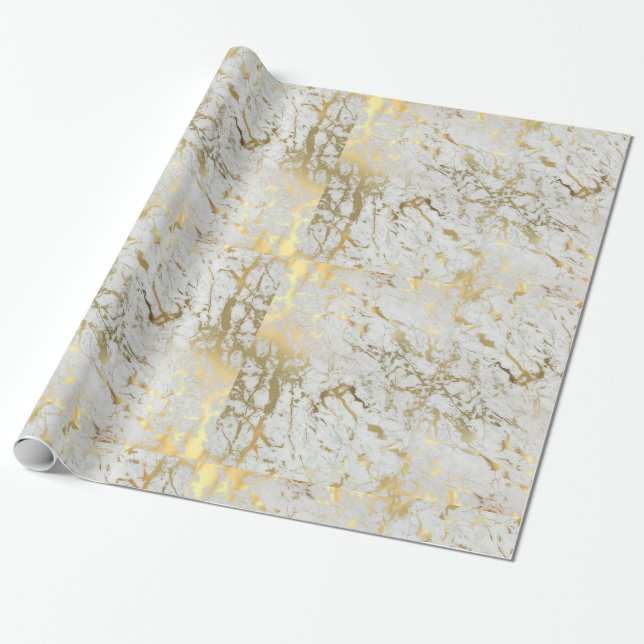 white and gold marble gift wrap (Unrolled)