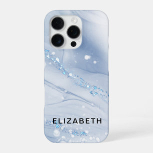 White and gold marble glitter personalised iPhone 16 pro case