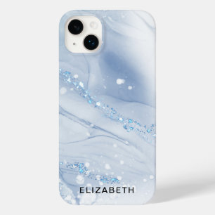 White and gold marble glitter personalized Case-Mate iPhone 14 plus case