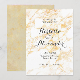 White and Gold Marble Invitation