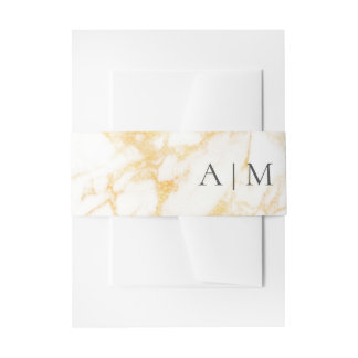 White and Gold Marble Invitation Belly Band