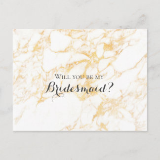 White and Gold Marble Invitation Postcard