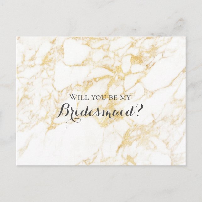 White and Gold Marble Invitation Postcard (Front)