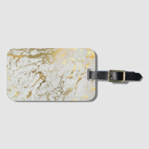 White and Gold Marble Luggage Tag