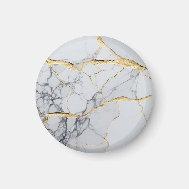 White and gold marble  magnet (Front)