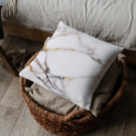 White and Gold Marble Texture Cushion<br><div class="desc">White marble with gold and grey veins accents,  modern chic design.</div>
