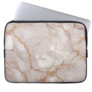 White and Gold Marble Texture Electronics Bag