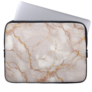White and Gold Marble Texture Electronics Bag