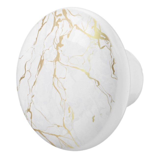 White and gold marble texture image ceramic knob (Right)