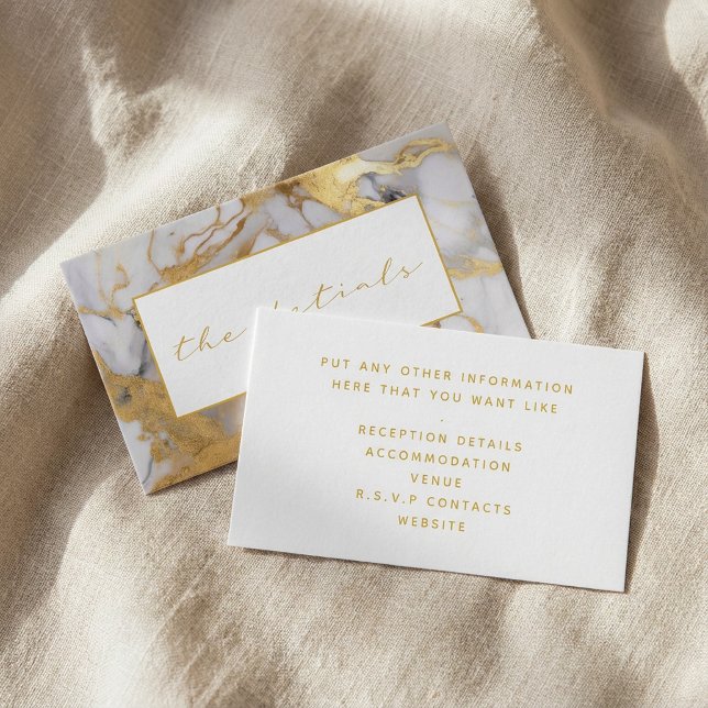 White and gold marble the details wedding enclosure card (Creator Uploaded)
