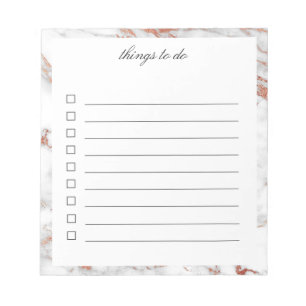 White and Gold Marble To-Do Notepad