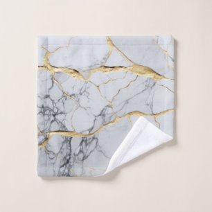 White and gold marble  wash cloth