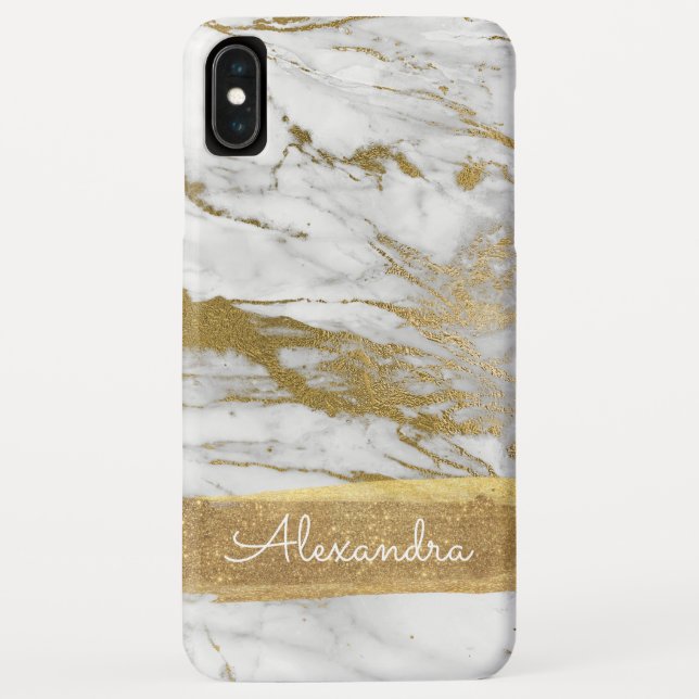 White and Gold Marble with Gold Foil and Glitter Case-Mate iPhone Case (Back)
