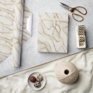 White and Gold Marble Wrapping Paper