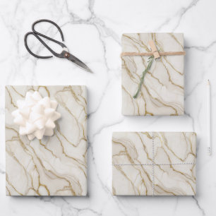 White and Gold Marble Wrapping Paper Sheet