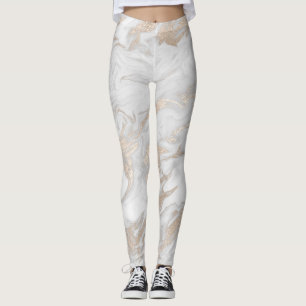 White and Gold Marbled Leggings