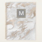 White and Gold Marbled Planner