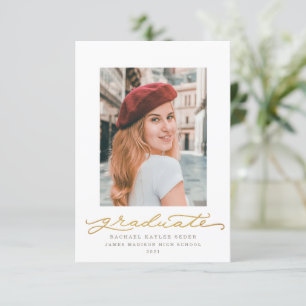 White and Gold Millennial Script Invitation