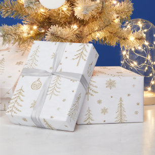 White and Gold Minimalist Christmas Wrapping Paper