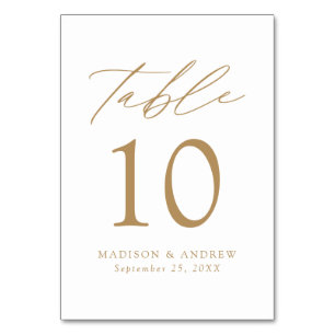 White and Gold Modern Elegance Wedding Table Number