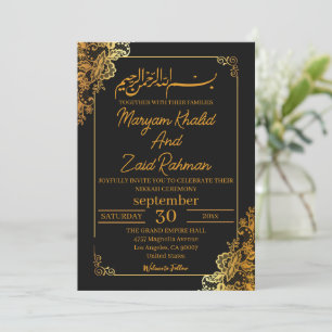 White and Gold Nikkah Invitation