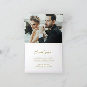 White and Gold Old Money Vintage Crest Wedding Thank You Card