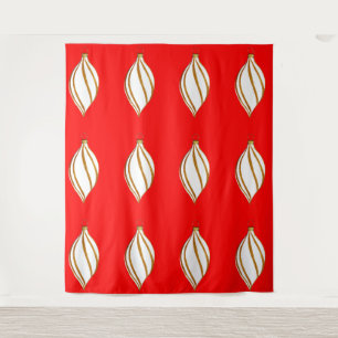 White and Gold Ornament Red Tapestry