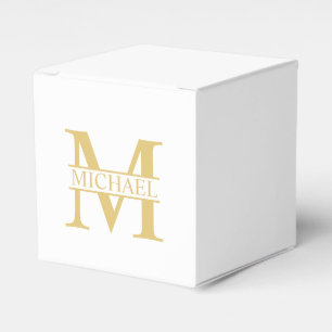 White and Gold Personalised Monogram and Name Favour Box