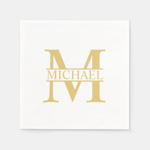 White and Gold Personalised Monogram and Name Napkin