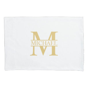White and Gold Personalised Monogram and Name Pillowcase
