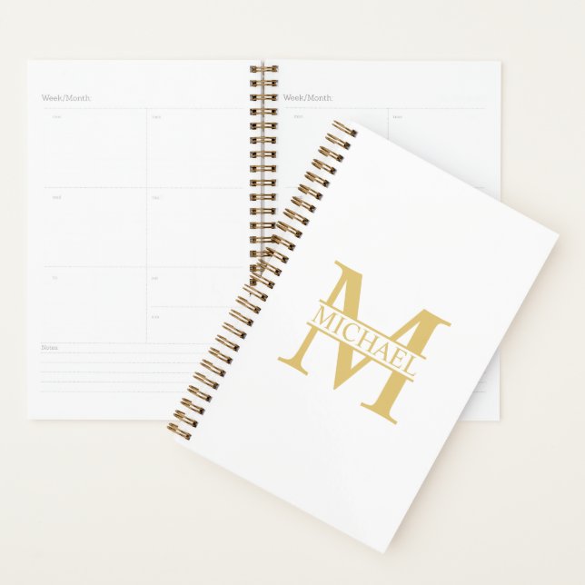 White and Gold Personalised Monogram and Name Planner (Display)