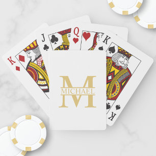 White and Gold Personalised Monogram and Name Playing Cards
