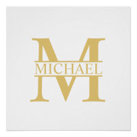 White and Gold Personalised Monogram and Name