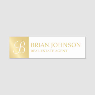 White and Gold Personalised Monogram and Name Tag